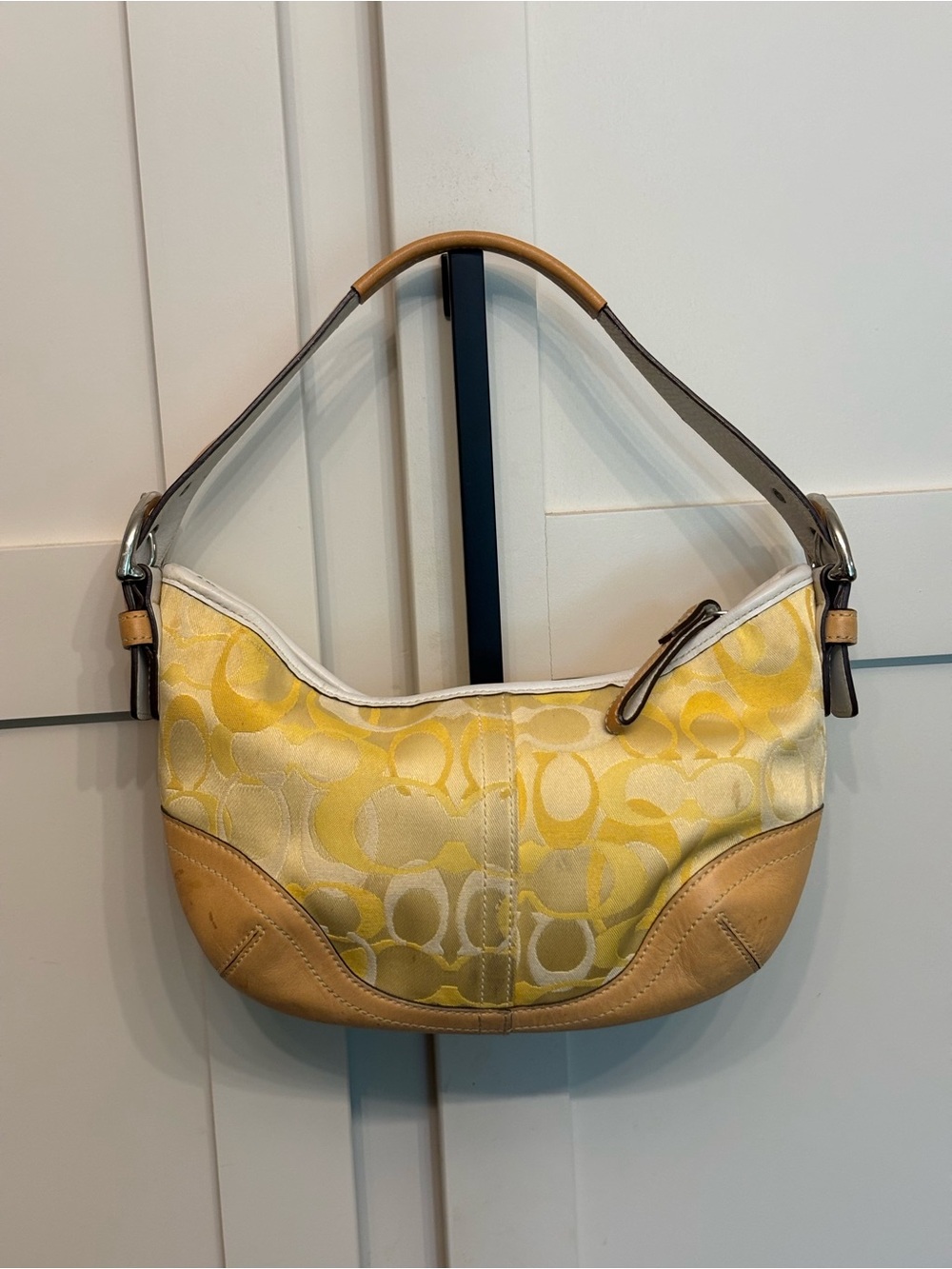 Coach Vintage Y2K Yellow Soho Optic Small Signature Hobo Jacquard Shoulder Bag